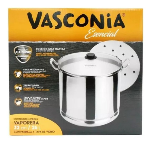 Vaporera De Aluminio  Vasconia Esencial Para Tamales 26 L