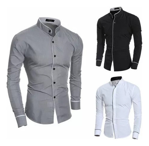 N Camisa De Manga Larga Ajustada La Moda Informal Para