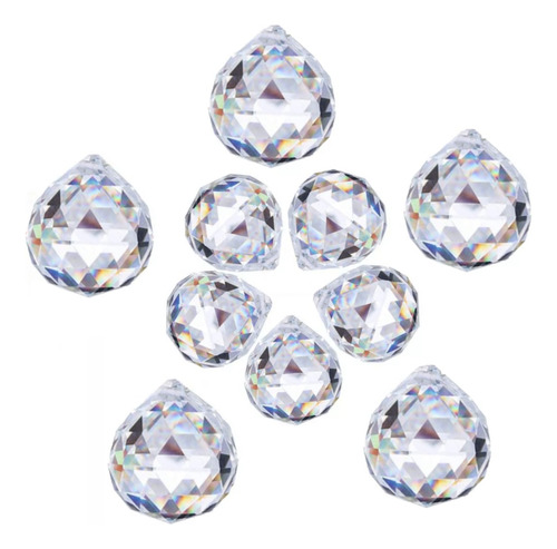 10 Esferas Cristal Facetada Feng Shui 5 De 3cm Y 5 De 2cm