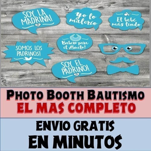 Kit Photo Booth Bautismo Nene Imprimible Frases Y Props
