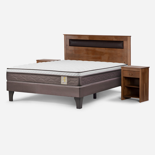 Cama New Style 4 Plus 2 Plazas Base Normal + Muebles Ferrara