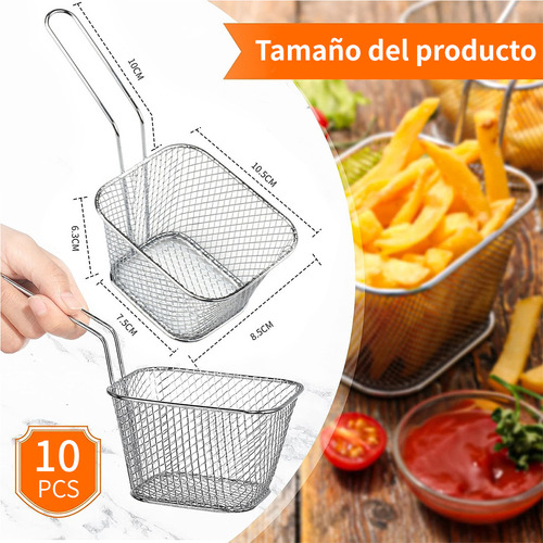 10pcs Mini Cestas De Malla Para Freidora De Acero Inoxidable
