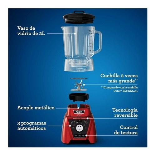 Imagen 7 de 7 de Licuadora Oster Xpert Series Roja Con Vaso Personal Rpg