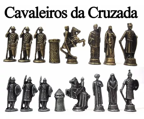 Tabuleiro de Xadrez de Luxo + Peças em Madeira Tema Medieval