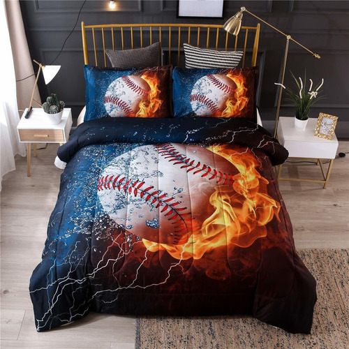 Ntbed Baseball Comforter Set Full Size For Boys Teens,3d Spo