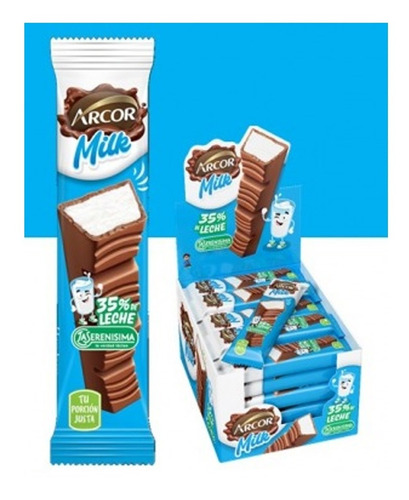 Imagen 1 de 5 de Barrita Arcor Milk (promo Pack 20un) - Barata La Golosineria