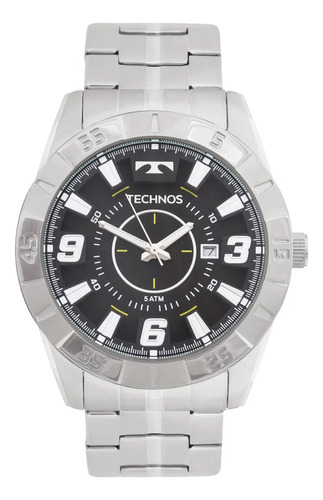 Relógio Masculino Technos Performance Racer - 2115kyx/1p Correia Prateado Bisel Prateado Fundo Preto