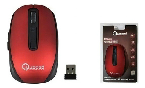 Mouse Inalámbrico Recargable Quasad Qm-850 1600dpi Usb Black Color Rojo