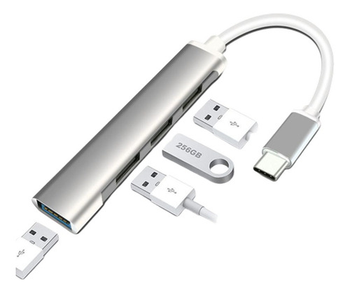 Usb Hub Tipo C 4 Puertos Adaptador Convertidor Otg Usb 3.0 