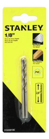 Broca Hss 1/8 P/metal-madera-pvc (2 Por Empaque) Stanley