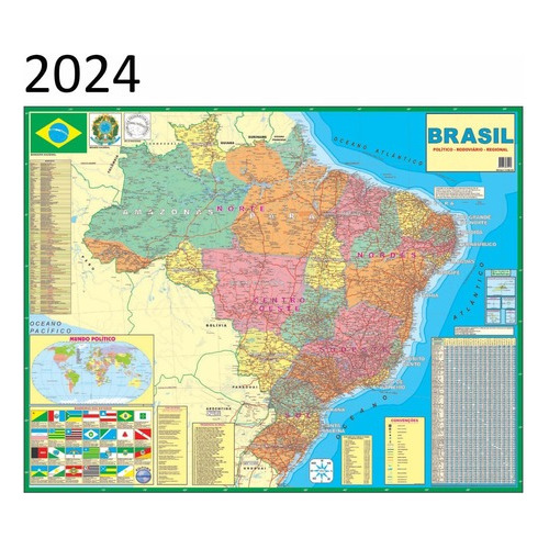 Mapa Brasil Politico Regional Rodoviário 120 X 90cm Gigante