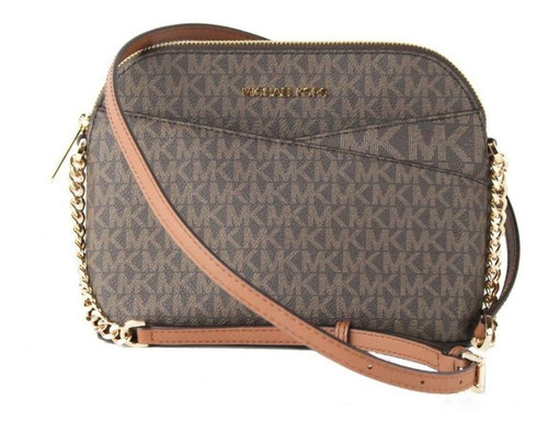 Bolsa Crossbody Michael Kors Jet Set Travel Dome Cross Acabado de los herrajes Oro Color Marrón Color de la correa de hombro Marrón claro Diseño de la tela Liso