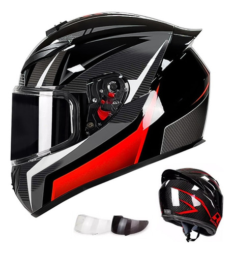 Casco Abatible Moto Deportivo Diseño Certificado Negro +rojo