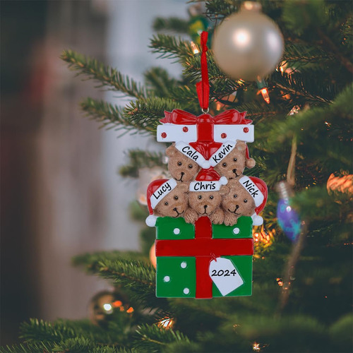 Adorno Navideño Maxora Personalizado Con Forma De Oso, Famil