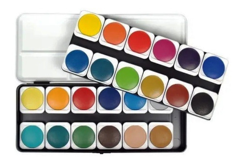 Acuarelas Artmate Color Box X 24 Tonos + Pincel + Blanco