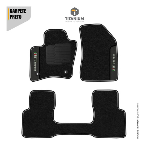 Imagem 2 de 4 de Jogo Tapete Fiat Toro 3pçs 2015 A 2021 Carpete Linha Prime