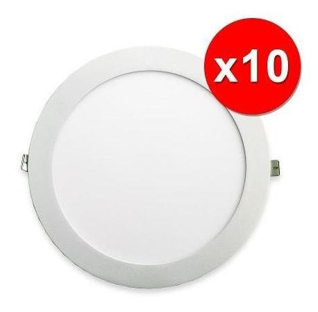 Pack 10 Unidades Foco Panel Led Sobrepuesto Redondo 12w