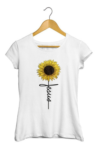 Blusa Playera Jesús Girasol Frase Cristiana Mujer/niña