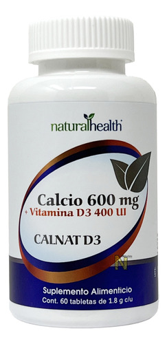 Calcio 600 Mg Y Vitamina D3 400 Ui (60 Caps) Naturalhealth