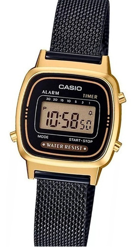 Reloj Casio La-670wemb Vintage Retro Cronografo Fecha Alarma Locales Palermo Y Saavedra Color De La Malla Negro Color Del Bisel Negro Color Del Fondo Dorado