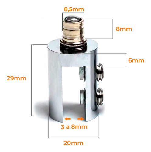 Kit Bisagra Pivotante Inomax IM8045 Puerta de Vidrio de 3 a 8mm para Mueble Vitrina de Piso a Techo Cromada No Requiere Perforación en Vidrio Hasta 15kg