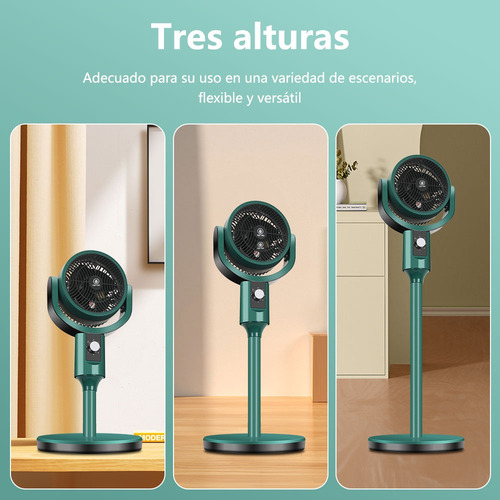Ventilador De Pedestal Pie Cm-top 3 Velocidades Circulador Oscilación Horizontal Vertical Altura Ajustable Verde