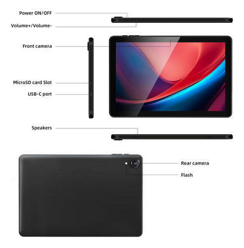 Tablet Rebecco Android 14 Octa-core De 10 Pulgadas, 10 Gb/12