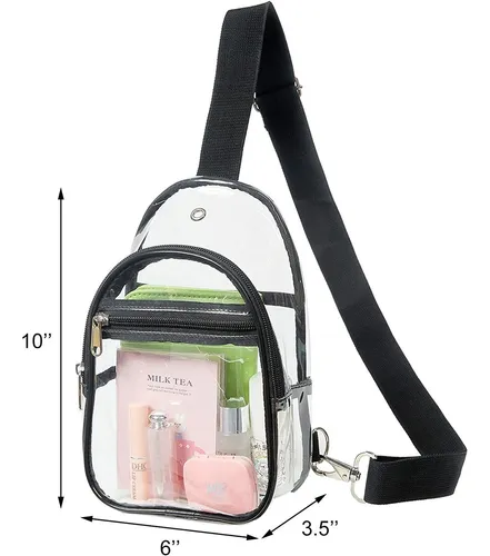 Bolso Bandolera Transparente Chico Negro Env o gratis