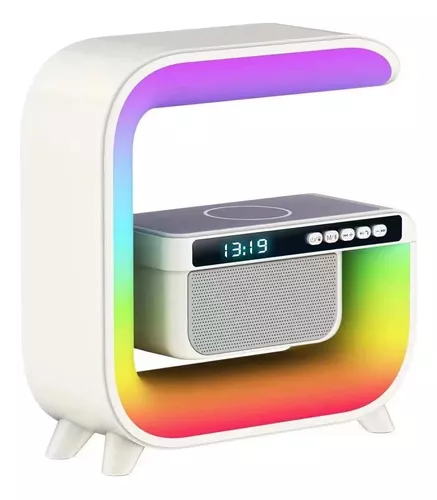 Despertador Altavoz Bluetooth, carga inalámbrica Despertador digital Reloj despertador  inteligente Radio Marrón Madera Personajes blancos JM Despertador