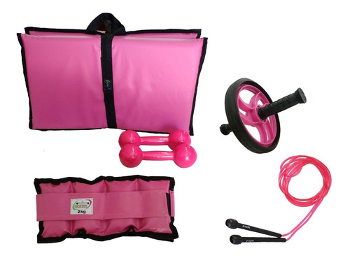 Kit Colchonete + Caneleira 2kg +halter 1kg + Corda + Roda 