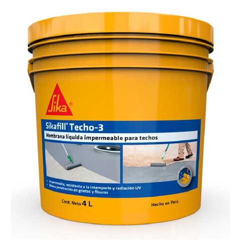 Sikafill Techo-3 4l, Impermeabilizante Para Techos Terrazas