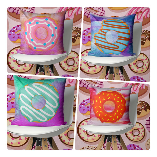 Souvenir 5 Almohadas Estampa Donas 20x20cm