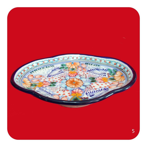 Imagen 2 de 2 de Charola Pavera Mediana De Talavera Poblana Colores M5 Chr