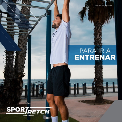 Short Deportivo Stretch Para Hombre Liso Con Bolsas Entrenar