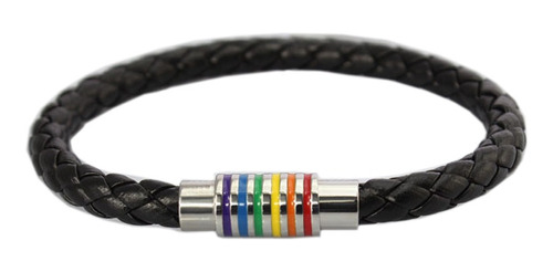 Brazalete De Cuero Trenzado De Acero Inoxidable Para Hombre