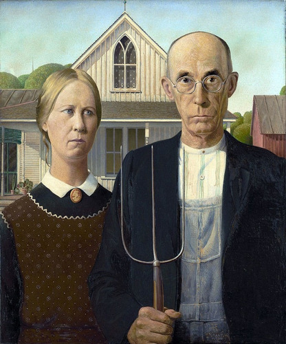 Adesivo - Pintura Grant Wood -  Art & Decor - 33 Cm X 48 Cm