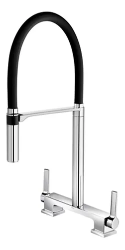 Misturador cozinha duplo comando bica alta Docol Doc preto e chrome cor preto