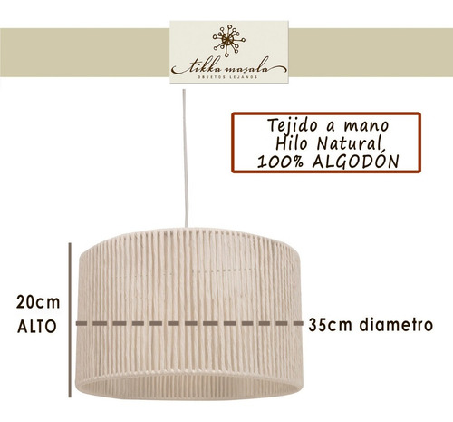 Imagen 3 de 8 de Lampara Colgante Vintage Hilo Natural- 1 Luz Apto Led