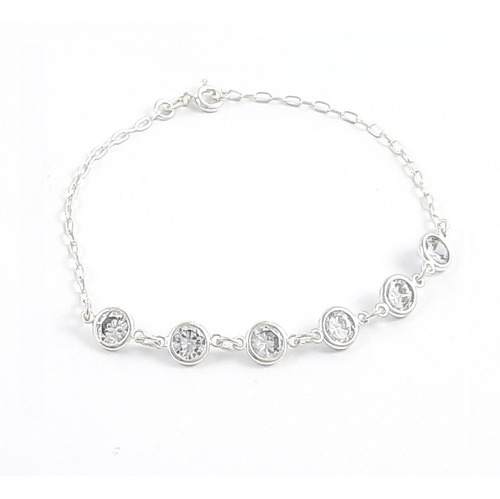 Pulseira Em Prata Com Pedras Cristal