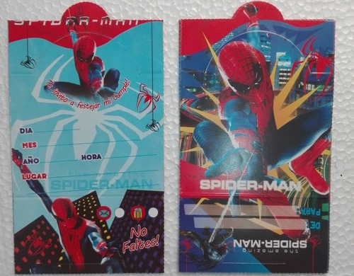 Set 12 Tarjetas Para Invitación Cumpleaños Spiderman