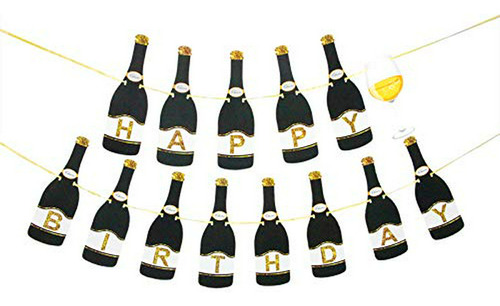 Banner Colorido De Feliz Cumpleaños, Forma De Botella, Decor