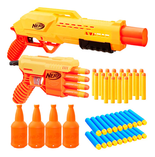 Set 2 Pistola Nerf Cobra + 20 Dardos +4 Latas + Funda El Rey