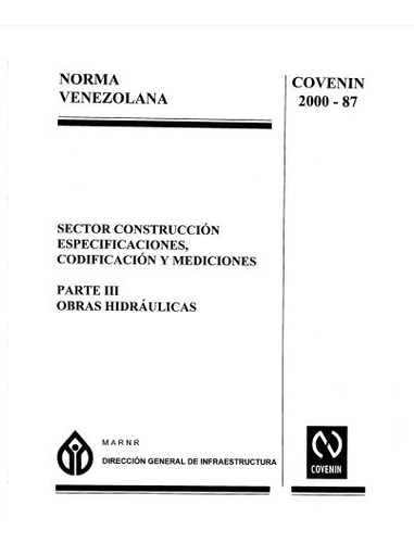 Norma Covenin 2000-87 Obras Hidráulicas