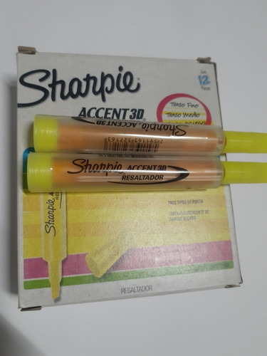 Resaltadores Sharpie Accent 3d Amarillo Caja X 12