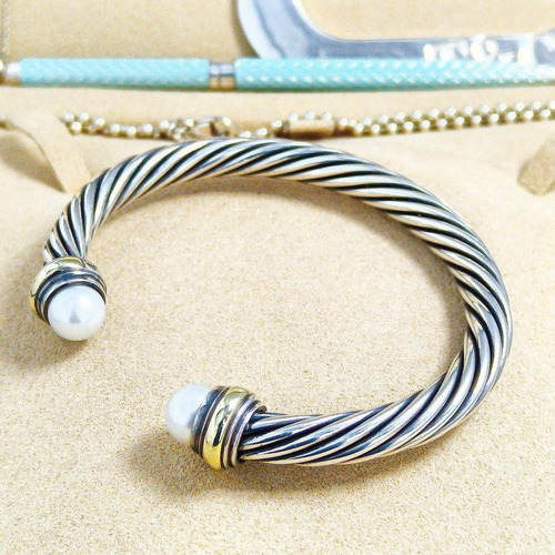 Brazalete David Yurman Xl Auténtico Cuerpo Brazalete Plata F Plateado Y Dorado 18 Cm 18 Cm (Usado)