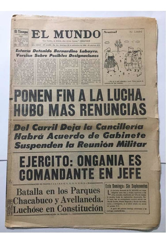 Diario El Mundo 23/09/1962 (completo 28 Páginas) Onganía