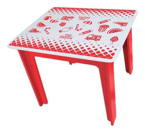 Mesa Educativa Infantil Mesinha Madeira Menino Menina 3+ Cor Vermelho