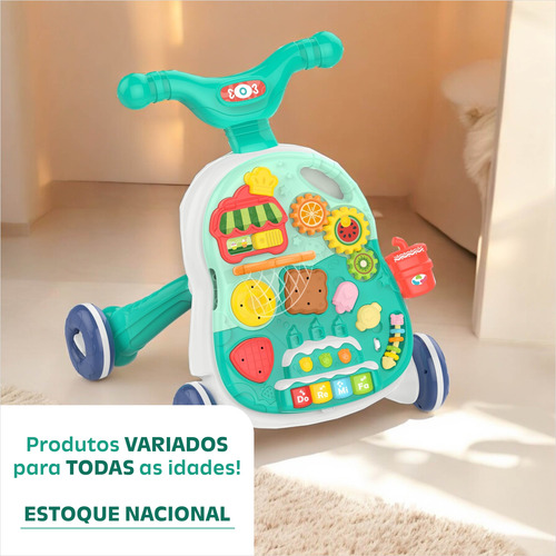 Andador Para Bebê Compacto 2 Em 1 Com Cesta E Com Brinquedos
