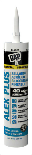 Sellador Acrílico Siliconado Pintable Grietas Alex Plus Dap Color Blanco