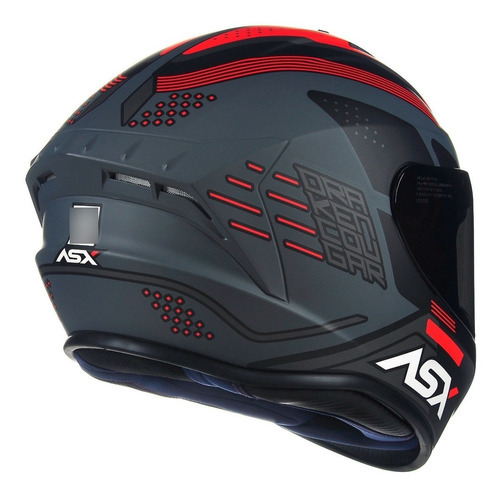 Capacete Asx Draken Cougar Grey Red Fosco + Viseira Fumê Cor Cinza Tamanho do capacete 54-XS